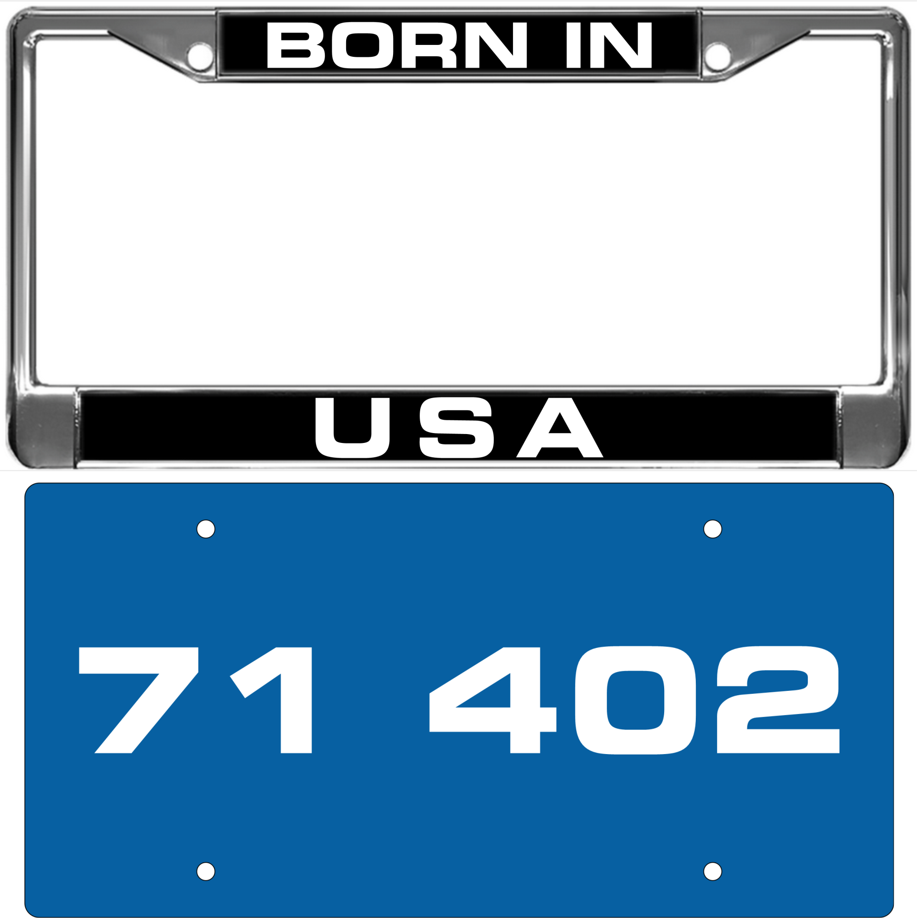 71 402 - Custom metal license plate frame with license plate